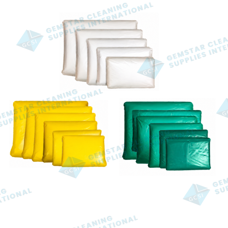 trashbag gree, clear, yellow